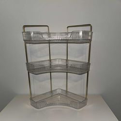 3 tier Clear Acrylic Corner Shelf with Gold Frame