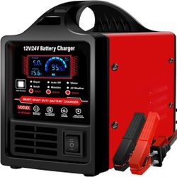 Voolex Car Battery Charger 12V 24V Portable Automotive Trickle Charger Battery Maintainer for AGM Car Truck Motorcycle RV Deep Cycle Repair, Winter
