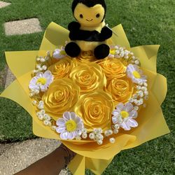 Yellow ribbon flower bouquet