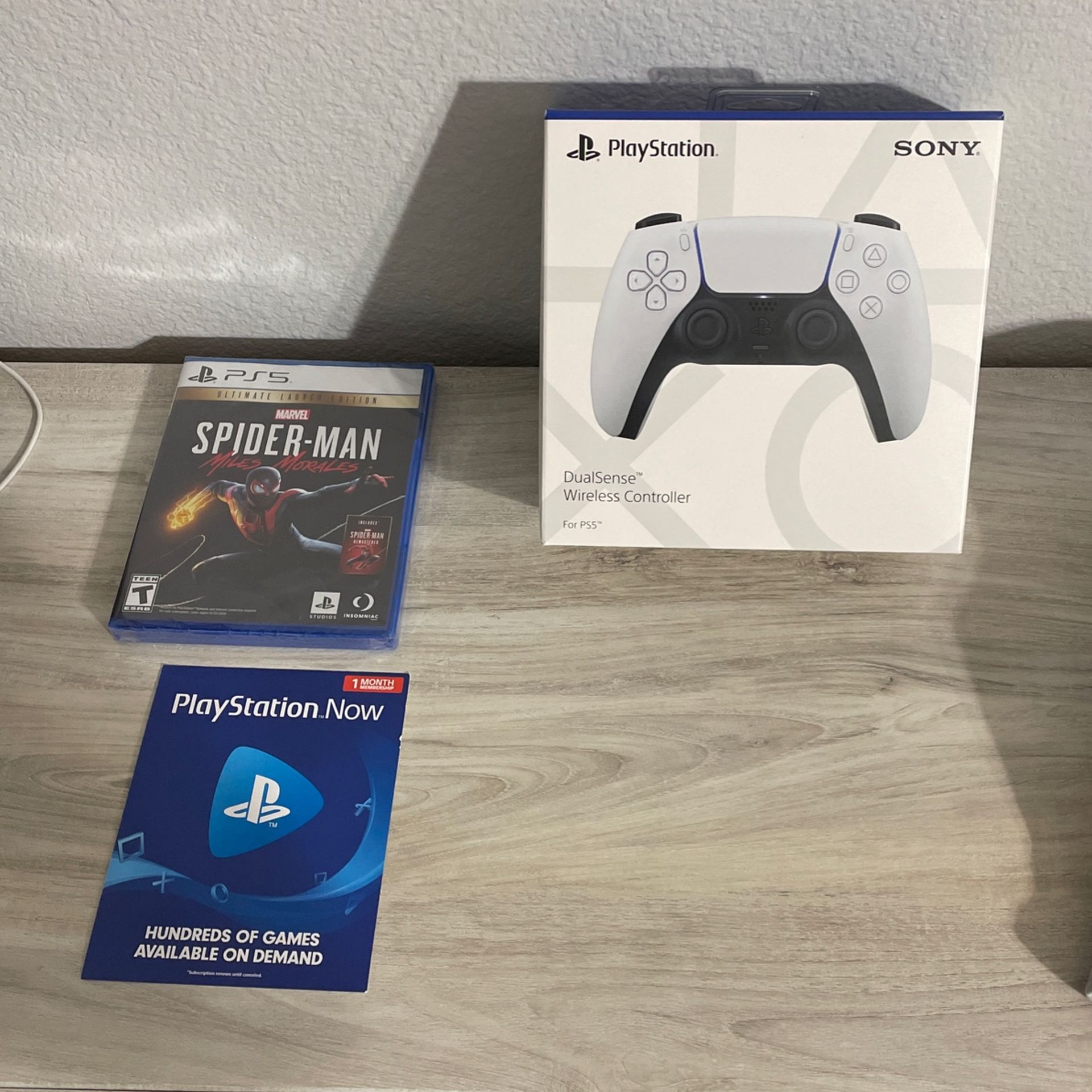 Ps5 Controller And Ps5 Spider-Man Game With Card