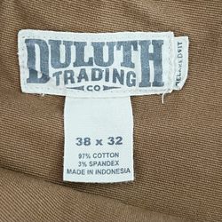 Duluth Trading Co. Men’s 38x32 Relaxed Fit Flex Fire Hose Cargo Pants Brown