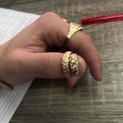 Solid 10k His And Hers Gold Nugget Rings Size 8 And 6 