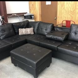 Heights Black Sectional With Ottoman & Sofa, Loveseat , Couch Options 