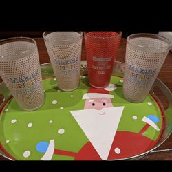 New Christmas Decorations Glasses Tray Set