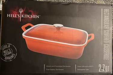 Hell’s Kitchen New 2 Piece Fine Quality 2.7 Qt. RECTANGULAR COVERED CASSEROLE