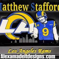 Custom Fan made RAMS QB Desktop Display 3D Printed with LA Skyline Backdrop