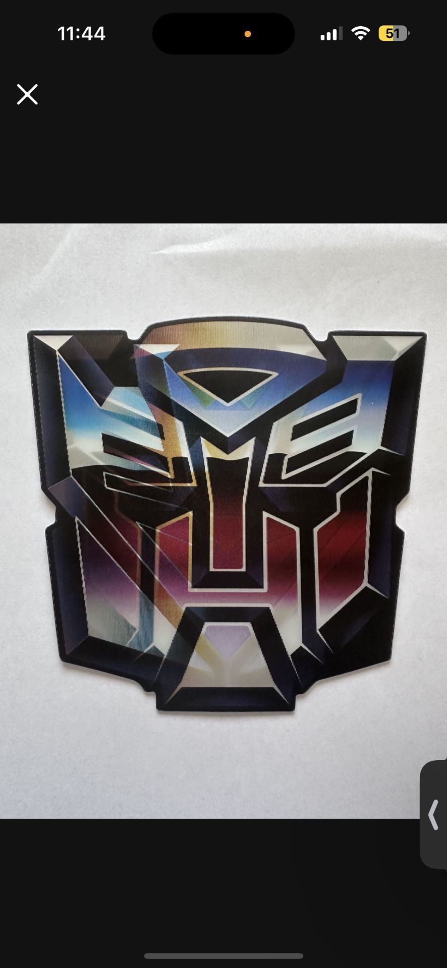 TRANSFORMERS AUTOBOT & DECEPTICON 3D LENTICULAR MOTION CAR STICKER DECAL PEEKER