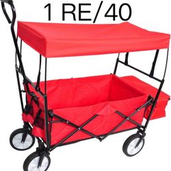 Folding Utility Beach Wagon Cart for Kids,Collapsible Wagon with Removable Canopy $50