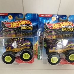 2 Trucks/ 2026 Hot Wheels Monster Trucks Rageasaur 2/6 PURPLE BEAST BASHERS