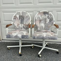 Multipurpose chair with wheels   Can be 360 degrees rotate Good for Dining chair or office chair $25 for One $45 for Both 90% newCan be 360 degrees ro