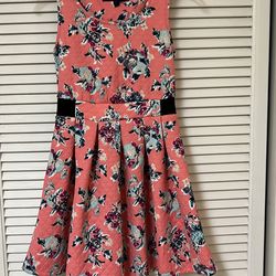 W Girl Pink and Black Floral Girl’s Dress - Size 14 - VGUC