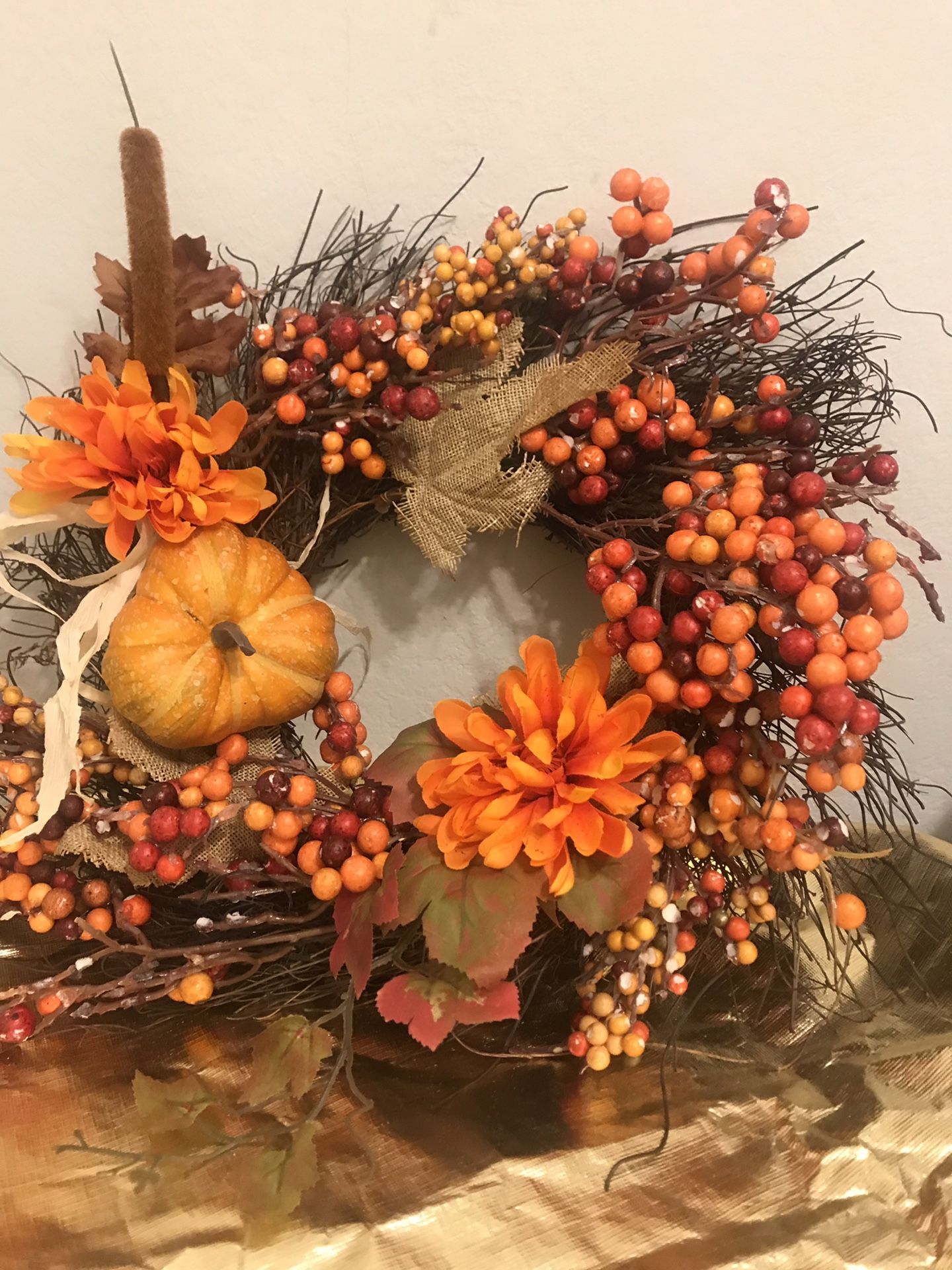 GORGEOUS FALL TWIG & BERRY WREATH (FAUX)