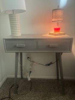 Gray Mid-Century Console Table w/ 2 Drawers