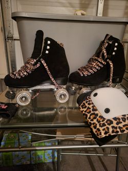 Moxi Roller Skates with Leopard Print Laces