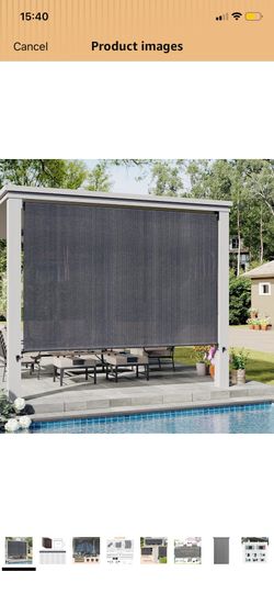 VICLLAX Outdoor Roller Shade (4' W×6' L), Patio Corded Roller Blinds, Exterior Roll Up Shade with Spliced Design for Patio Porch Gazebo, Grey