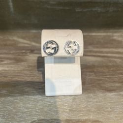 Authentic Gucci White Gold Stud Earrings
