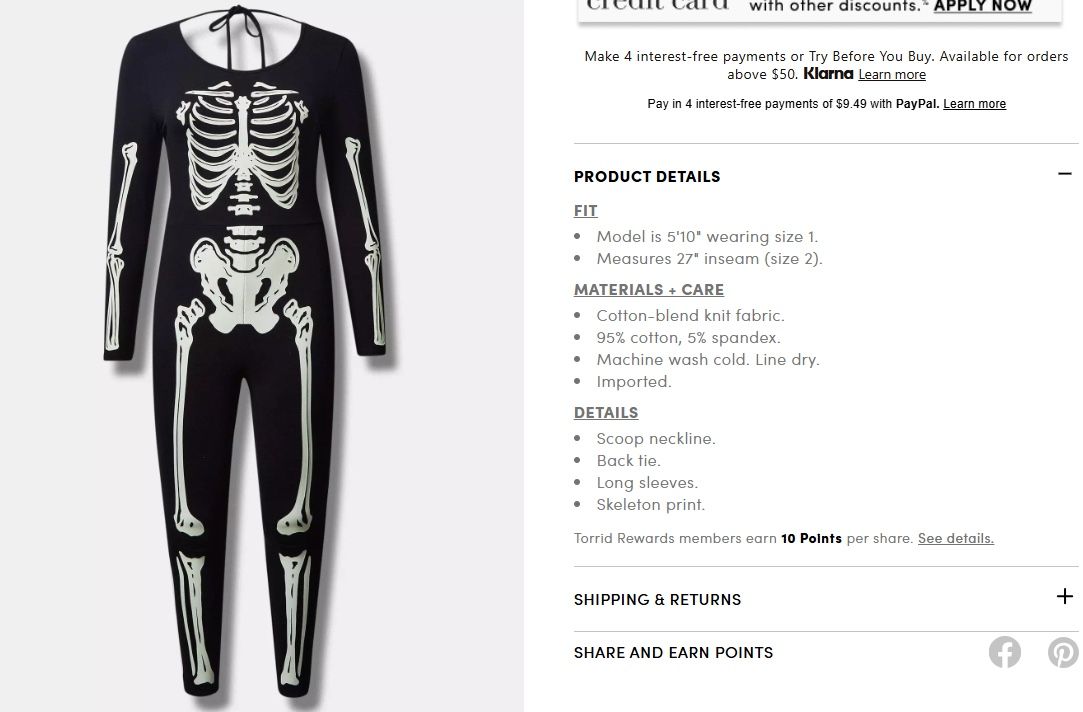 PLUS Size 2x (18-20) Skeleton Bodysuit By Torrid!