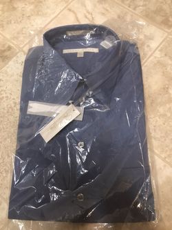NWT Solid Blue Perry Ellis Dress Shirt Size 15