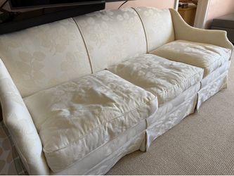 Elegant six foot fabric sofa