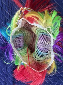 Rainbow Mow hawk Wig , White Wig  Pink And Black Wig 