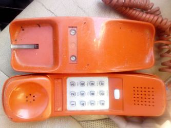1982 Vintage Orange Trimline Landline Telephone