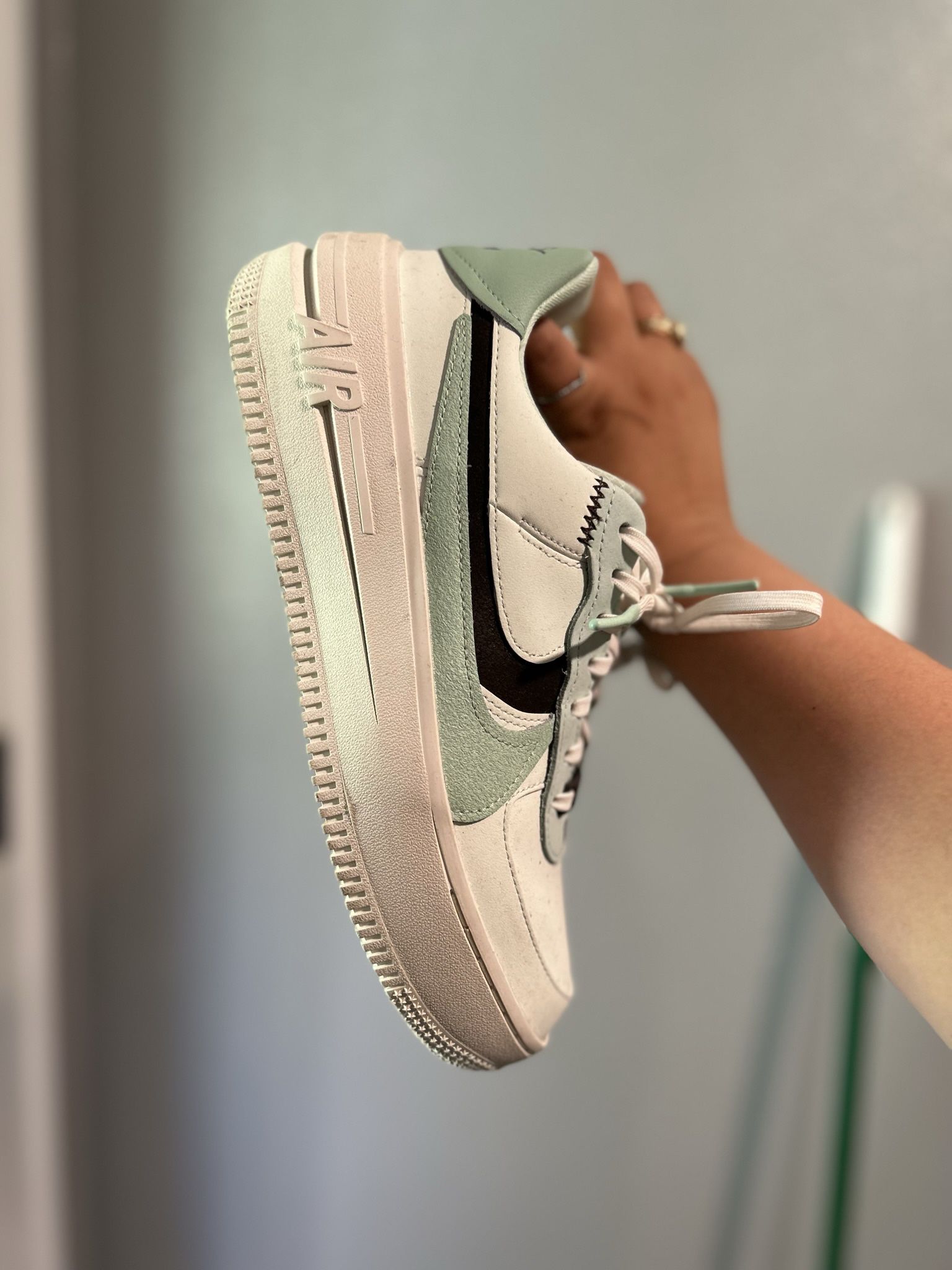 Nike Air Force https://offerup.com/redirect/?o=cGx0LmFm.orm  Barely Green Women’s Shoe