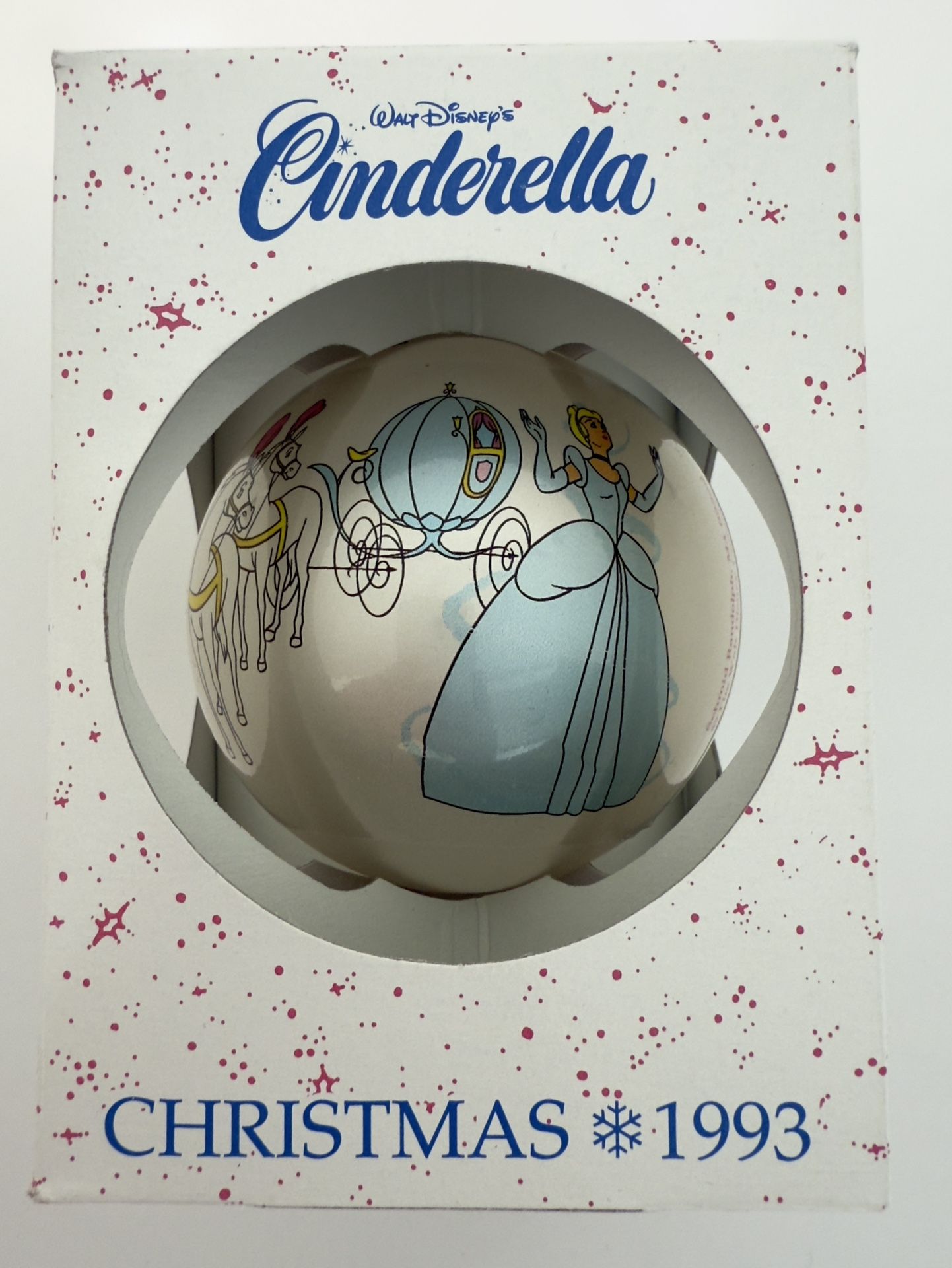 Vintage 1993 Disney “Cinderella” Schmid Christmas Ornament 10.5” round *Reduced