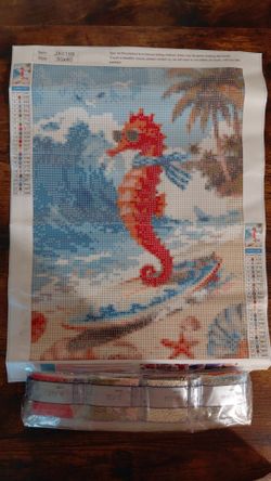 12x16 beach with seahorse diamond painting sorry