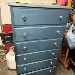 Painted Blue Chest Of Drawers Tall Dresser