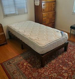 New Twin Size Bed Frame and Used Mattress