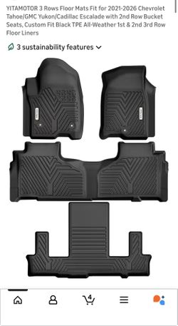 YITAMOTOR 3 Rows Floor Mats Fit for 2021-2026 Chevrolet Tahoe/GMC Yukon/Cadillac Escalade