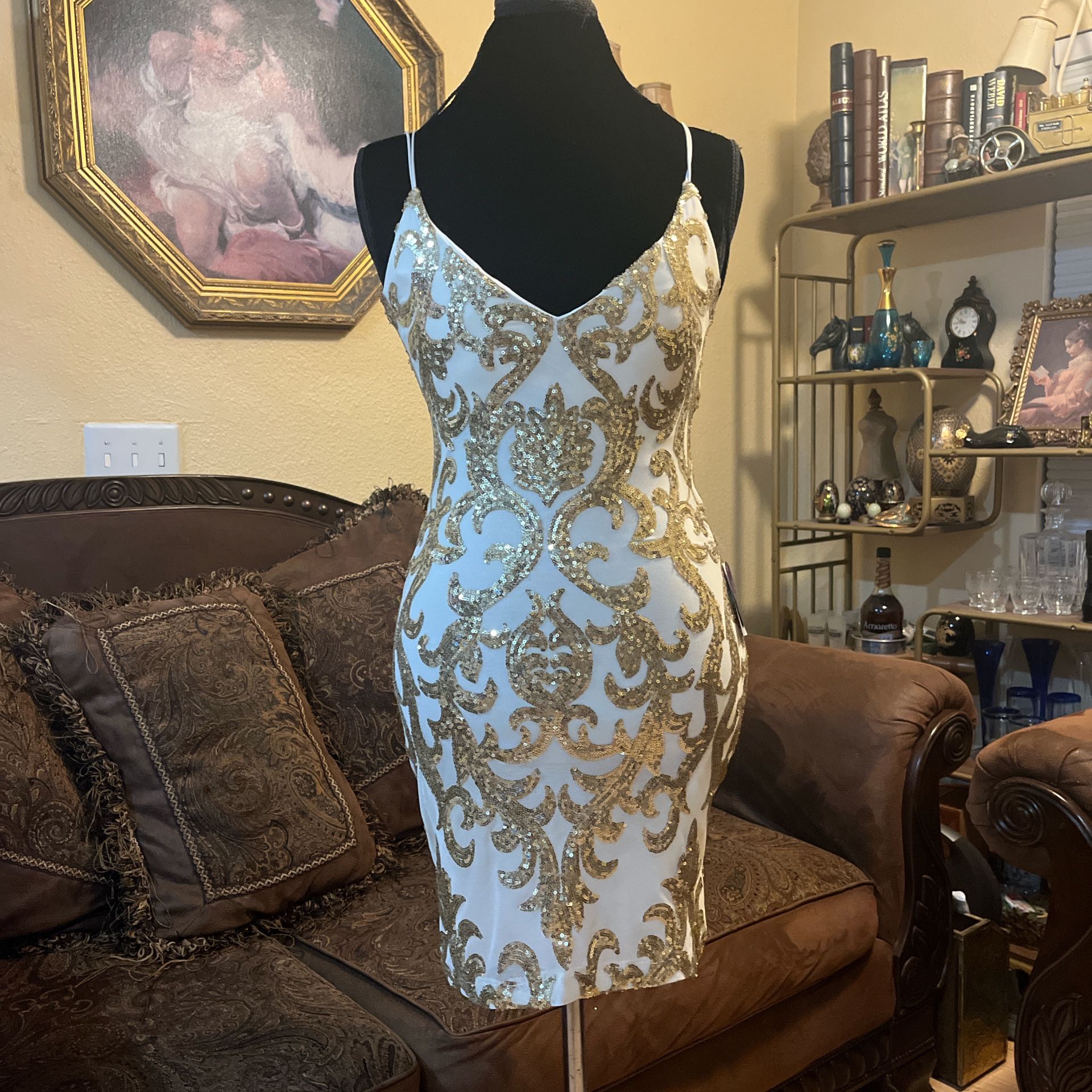 Windsor Gold Mini Dress 