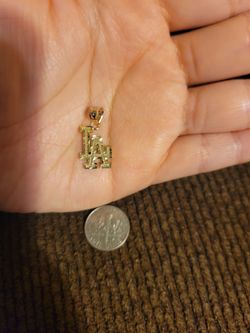 14k Solid Gold Small Diamond Cut Pendant for Women Oro 14k Dije Para Dama