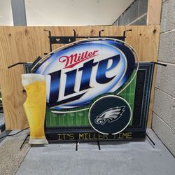 Miller Lite “It’s Miller Time” Neon Sign – Philadelphia Football Theme – Works (See Notes)