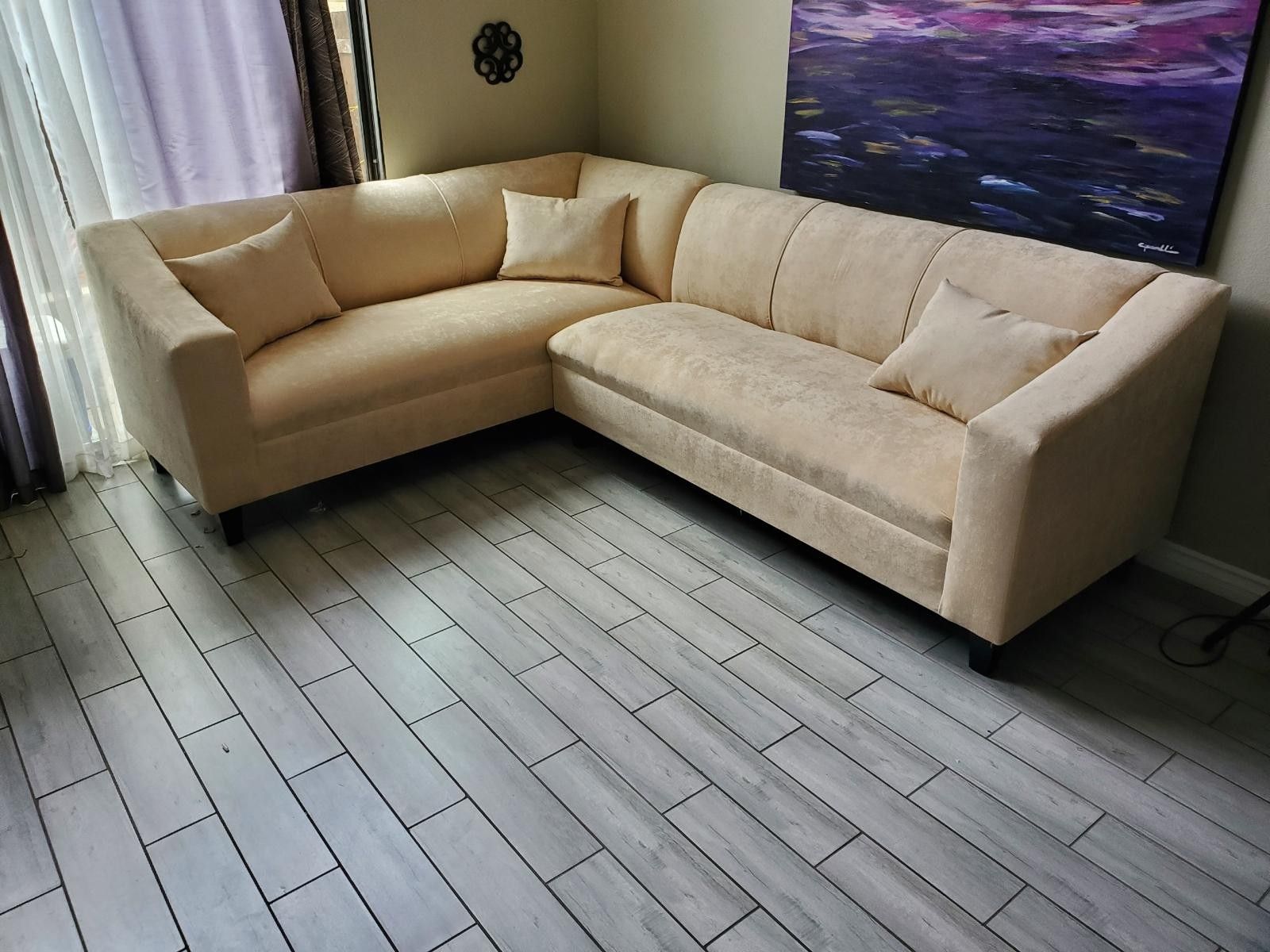 NEW 7X9FT GIBSON CREAM FABRIC SECTIONAL
