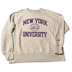 Nyu Reverse Weave Sweater Size Medium 
