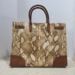 Lauren Ralph Lauren Python-Print Canvas Large Devyn Tote Bag