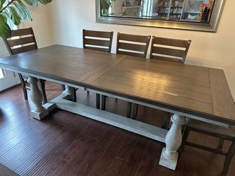 Large Farmhouse Dining Table + 8 Chairs – Extends 92" to 110"