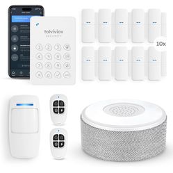 tolviviov Alarm System for Home Security, Door Alarm Systems, App Alerts, 15Piece Kit, No Monthly fee, WiFi