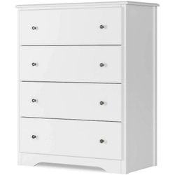 Brand New And Assembled Modern Chest Organizer with 4 Drawers for Bedroom, White Finish