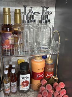 Four 16 oz Clear Glass Dispenser
