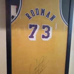 Dennis Rodman Signed Frame Jersey With JSA Letter Of Authenticity