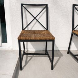 Furniture Metal Chairs with Woven Seats – Rustic Style