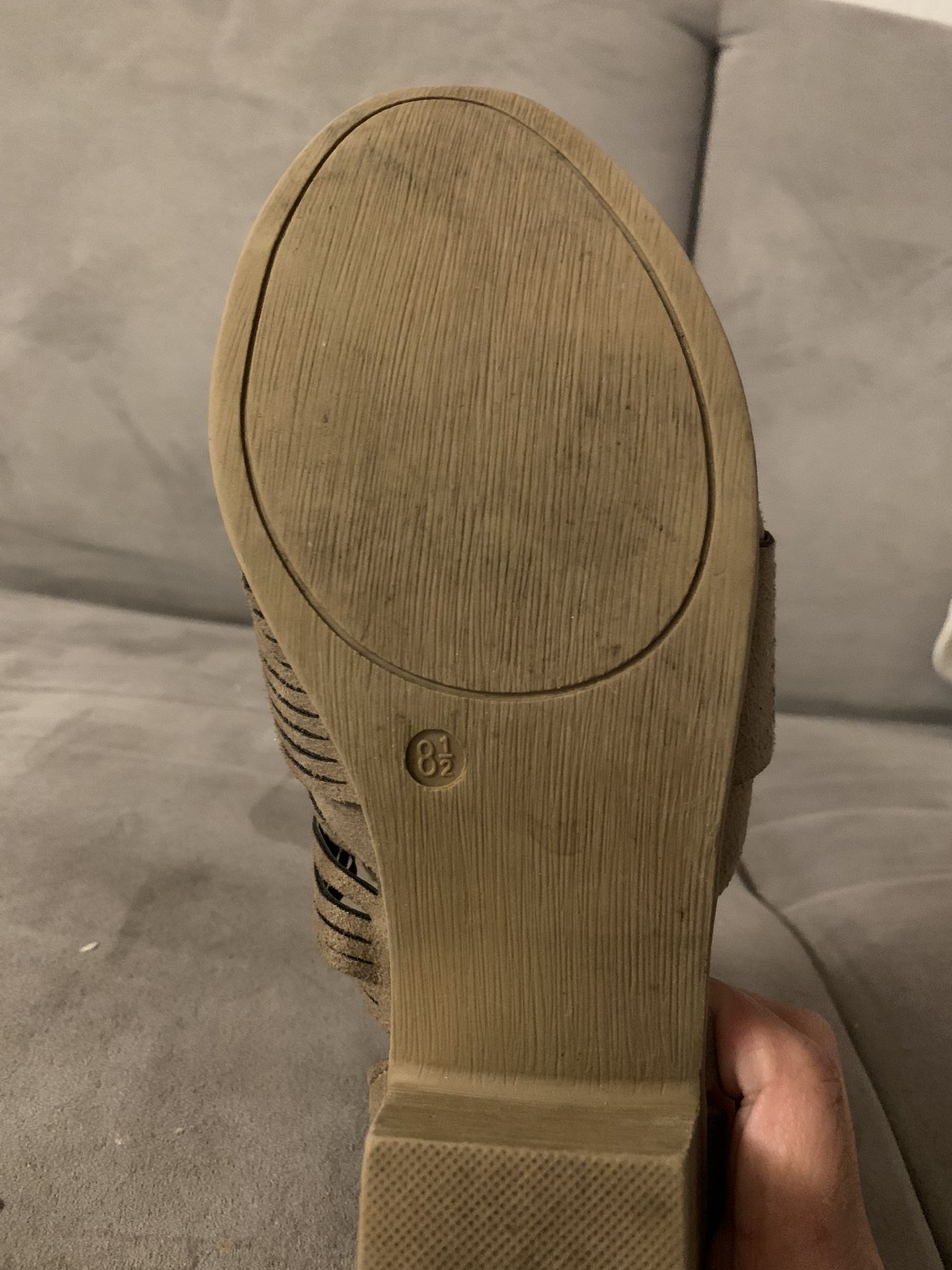 Beige, Suede Belt Buckle Booties