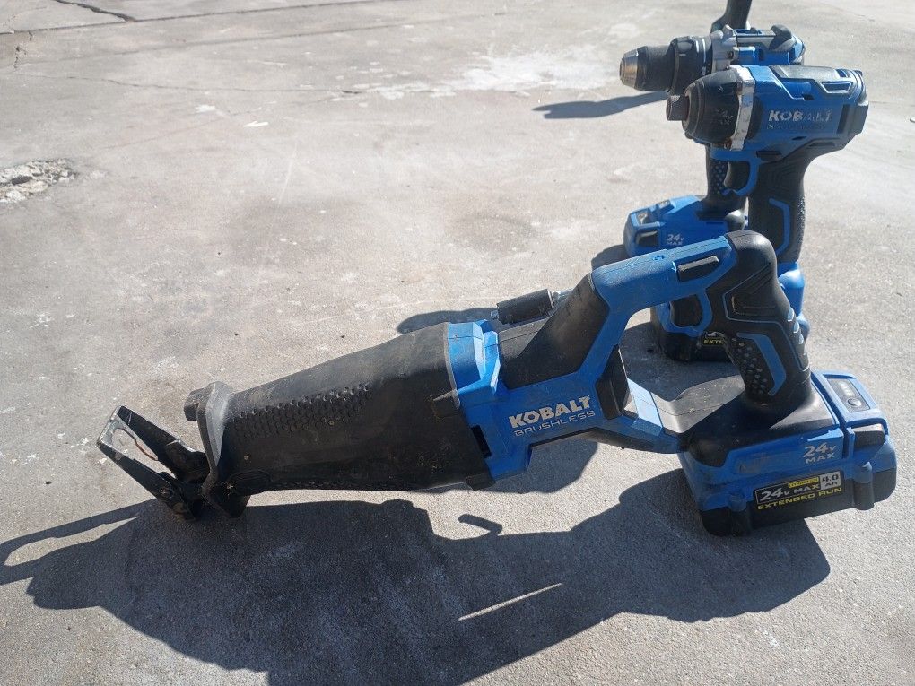 Kobalt Brushless Sawzall 1/2 With Drill Driver & 1/4 Impact Driver