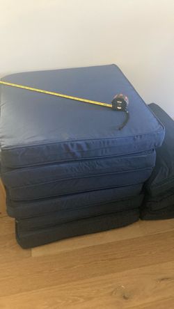12 Brand New Patio Cushions Navy 25 x 25 Base 4 inches deep + back cushions