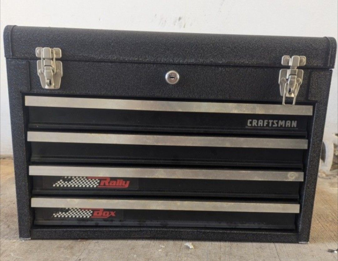 Vintage Sears Craftsman RALLY Tool Box Chest Keys 4 Drawer w Top Tray