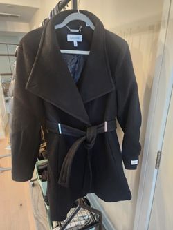 Calvin Klein Belted Wool Coat With Silver Accents Size XL