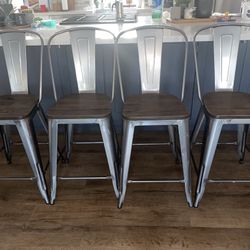 Metal And Wood Counter Stools
