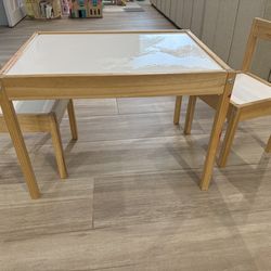 IKEA Latt Children’s table & 2 chairs (white/pine)